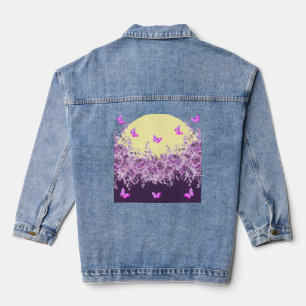 Purple Butterfly Floral Denim Jacket