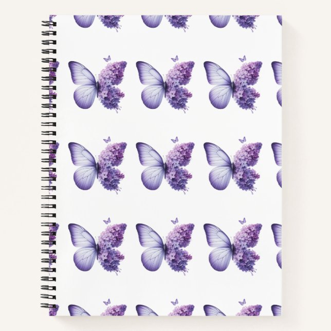 Purple Butterfly Floral Notebook  (Front)