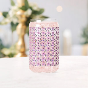 Purple Butterfly Floral Pattern Cute Cottagecore Can Glass