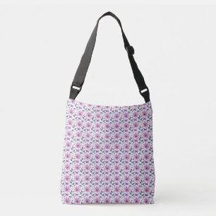 Purple Butterfly Floral Pattern Cute Cottagecore Crossbody Bag