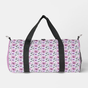 Purple Butterfly Floral Pattern Cute Cottagecore  Duffle Bag