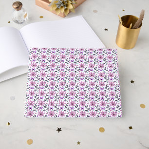 Purple Butterfly Floral Pattern Cute Cottagecore Guest Book