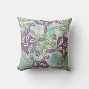 Purple Butterfly Garden Painting Throw Pillow