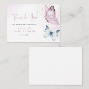 Purple Butterfly Girl Baby Shower Thank You Card