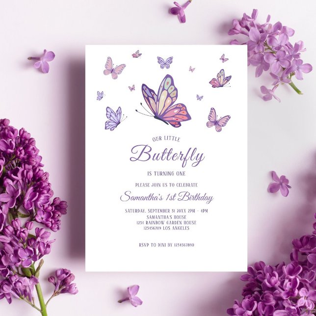 Purple Butterfly Girl Birthday  Invitation (Creator Uploaded)