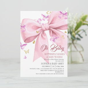 Purple Butterfly Gold and Blush Pink Baby Shower Invitation