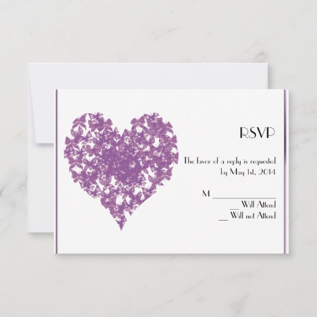 Purple Butterfly Heart Response Card (Front)