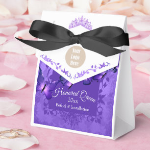 Purple Butterfly Honoured Queen Ribbon Favour Box