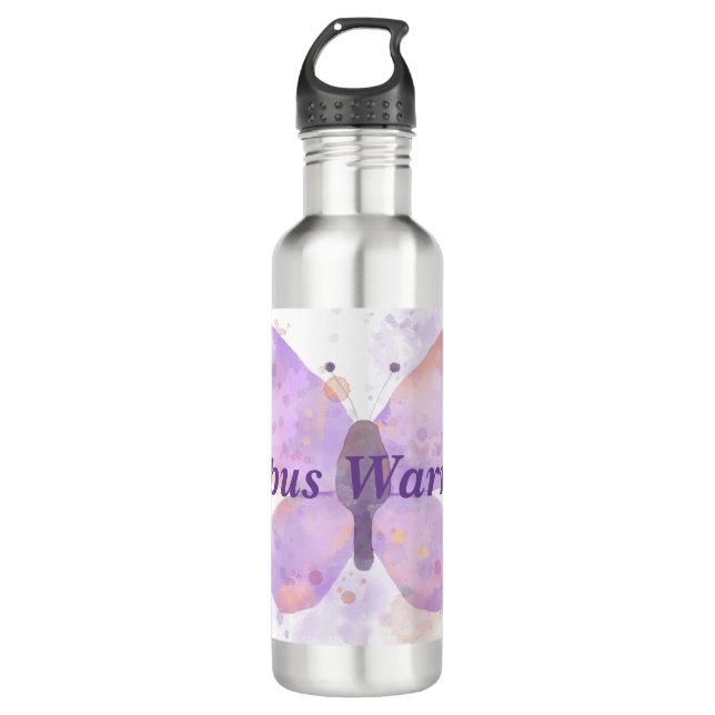 Purple Butterfly Lupus Warrior   710 Ml Water Bottle (Front)