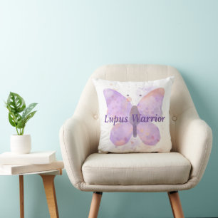 Purple Butterfly Lupus Warrior Throw Pillow