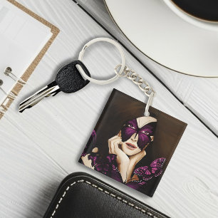 Purple Butterfly Masquerade Keychain