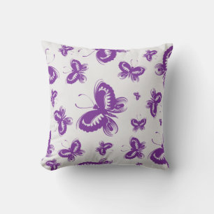 Purple Butterfly Pattern Throw Pillow