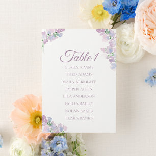 Purple Butterfly Pea Flower Numeric Seating Charts Table Number