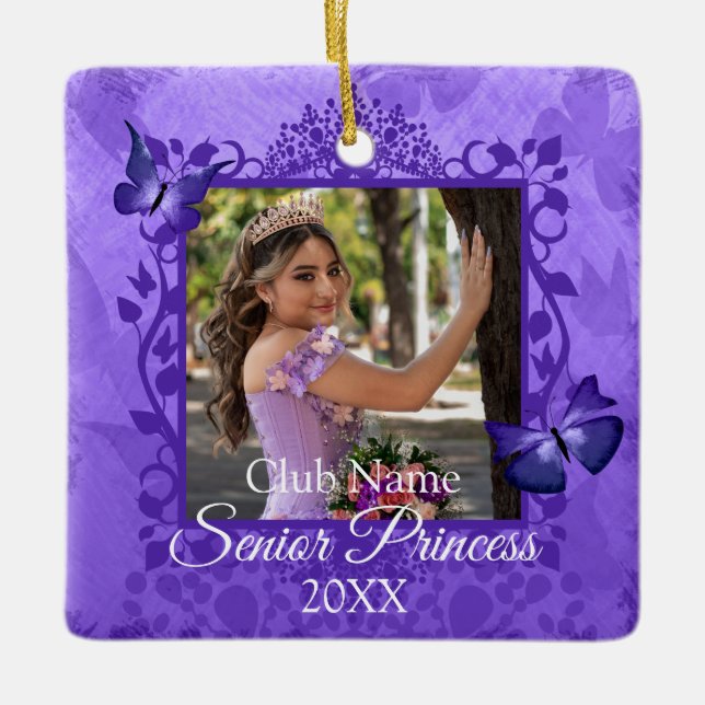 Purple Butterfly Personalized Ornament Girl's Club (Front)