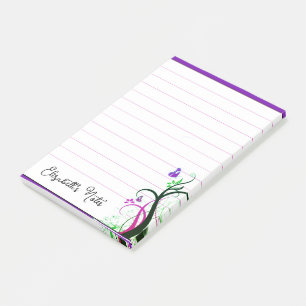 Purple butterfly personalized post-it notes