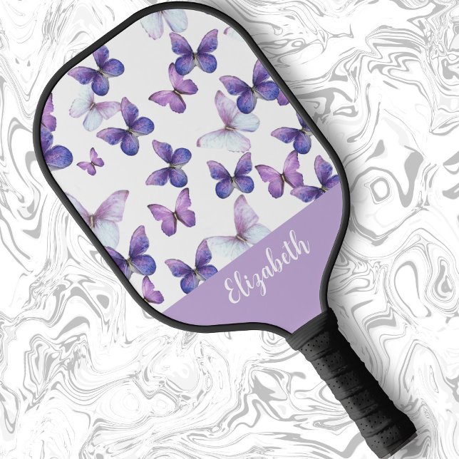 Purple butterfly pickleball paddle custom name (Creator Uploaded)