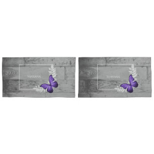 Purple Butterfly Pillow Case