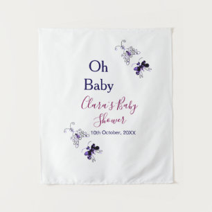 Purple butterfly pink baby shower oh baby modern tapestry