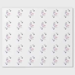Purple butterfly pink baby shower oh baby modern wrapping paper