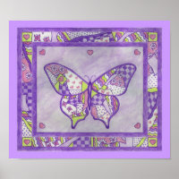 Purple Butterfly Quilt Poster