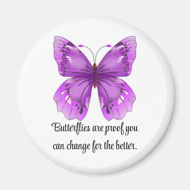 Purple Butterfly Round Magnet (Front)