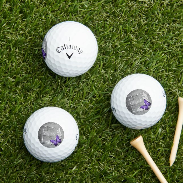 Purple Butterfly Rustic Golf Balls (Insitu Grass)