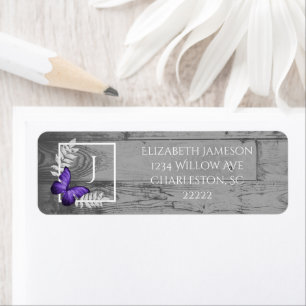 Purple Butterfly Rustic Label