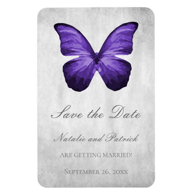 Purple Butterfly Save the Date Magnet (Vertical)