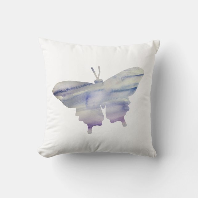 Purple Butterfly Silhouette Painting Throw Pillow (Front)