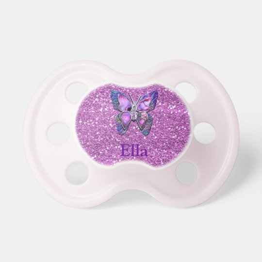 Purple Butterfly sparkle Pacifier