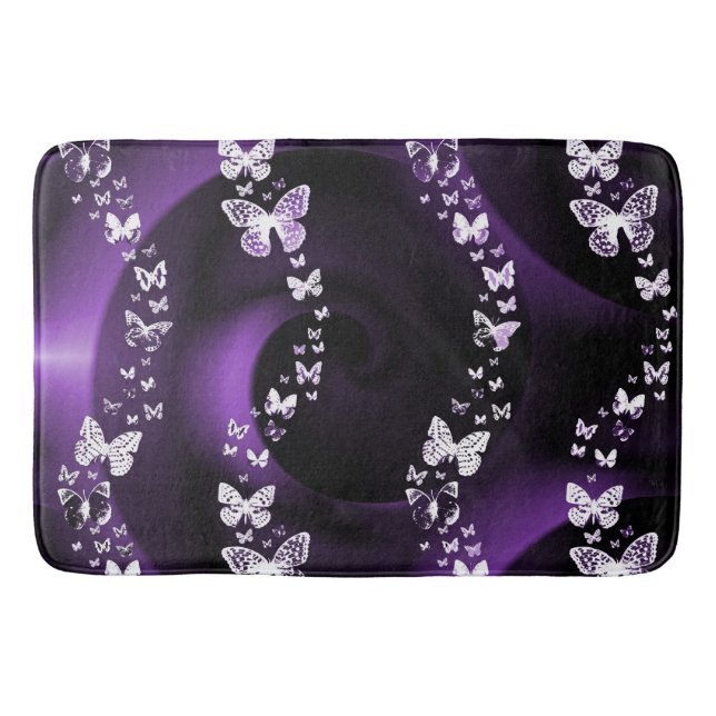 Purple Butterfly Swirl Bath Mat (Front)