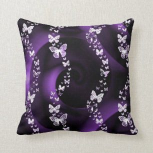 Purple Butterfly Swirl Throw Pillow