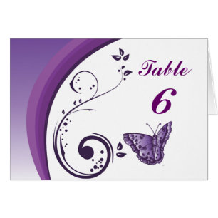 Purple Butterfly Table Number Card