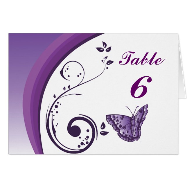 Purple Butterfly Table Number Card (Front Horizontal)