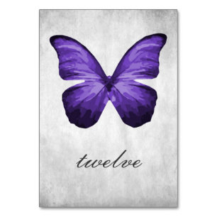 Purple Butterfly Table Number Card
