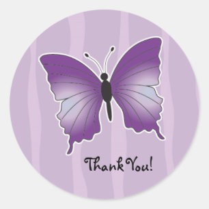 Purple Butterfly Thank You Sticker