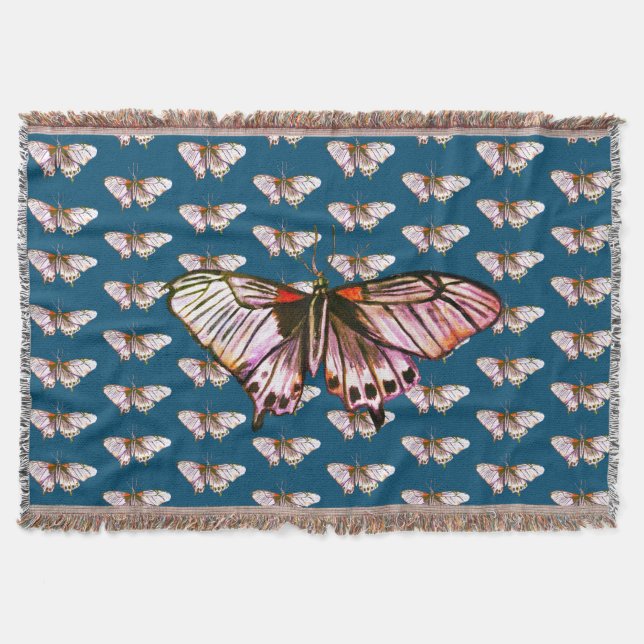 Purple Butterfly Throw Blanket (Front)