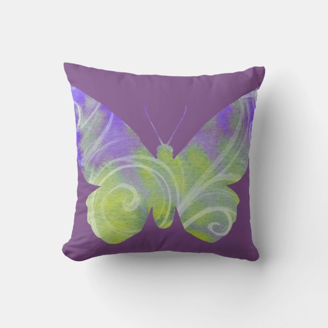 Purple Butterfly Throw Pillow (Front)