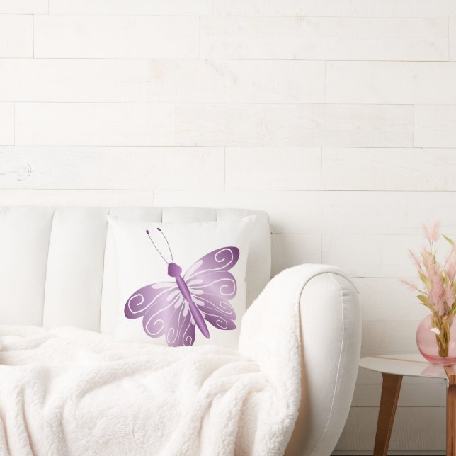 Purple Butterfly Throw Pillow (Couch)