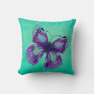 Purple Butterfly Throw Pillow