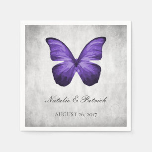 Purple Butterfly Wedding Paper Napkins