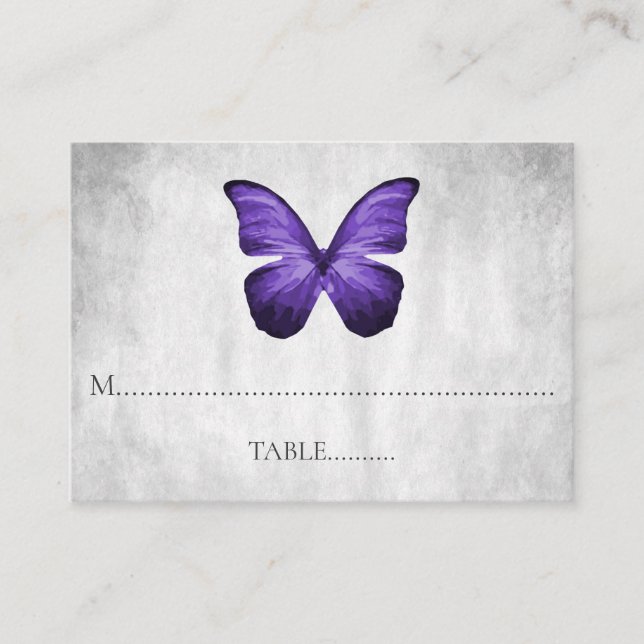 Purple Butterfly Wedding Place Cards (Front)