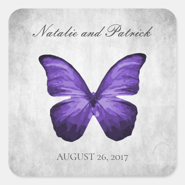 Purple Butterfly Wedding Stickers (Front)