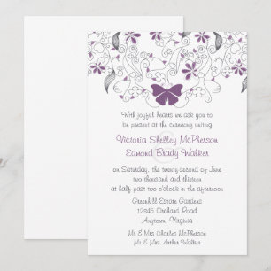 Purple Butterfly Whimsy Wedding Invitation