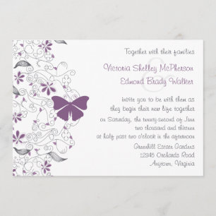 Purple Butterfly Whimsy Wedding Invitation
