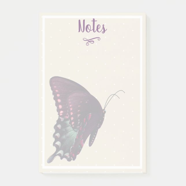 Purple Butterfly & White Dots Post-it Notes (Front)