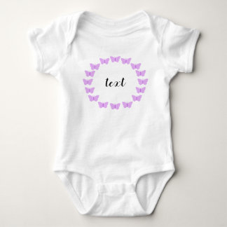 Purple Butterfly Wreath with Customizable Text Baby Bodysuit