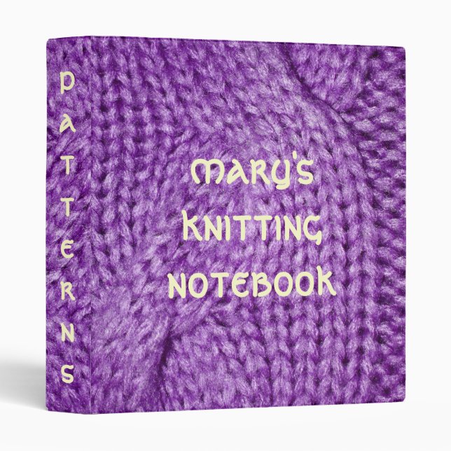 Purple Cable Knit PRINT Pattern Notebook Binder (Front/Spine)