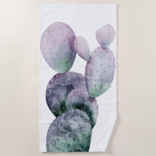 Purple Cactus Beach Towel