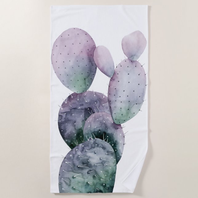 Purple Cactus Beach Towel (Front)
